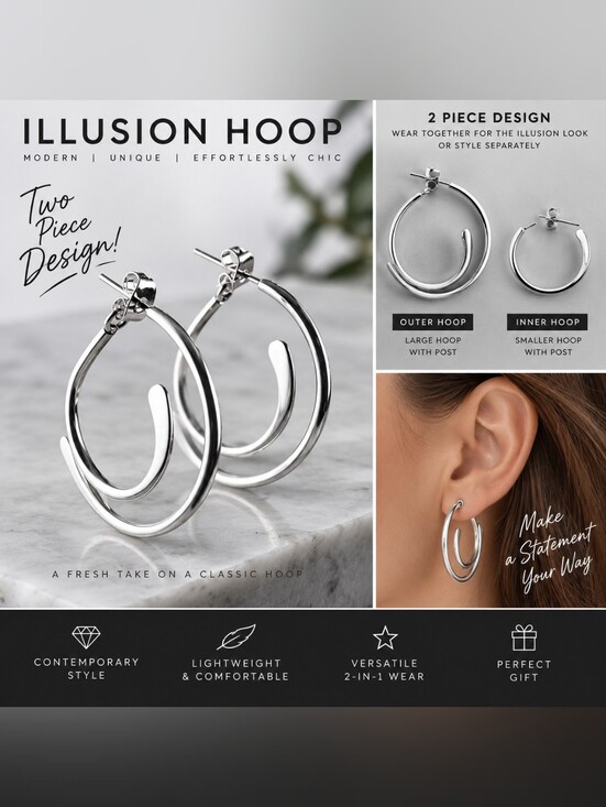 Jewelry - 2pc Geometric Open Cool Tone Modern Earrings